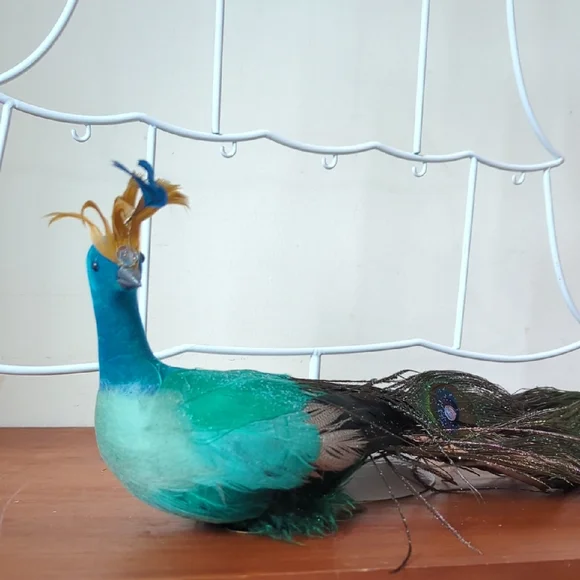 Peacock Christmas Tree Ornament Ombre Blue With Sparkled Feathers - Picture 1 of 5